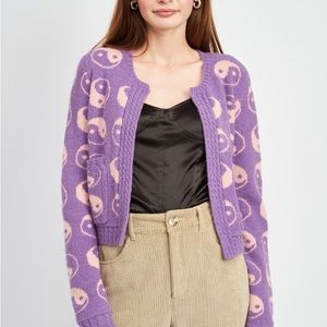Jin-jang printed cárdigan color purple-baby pink